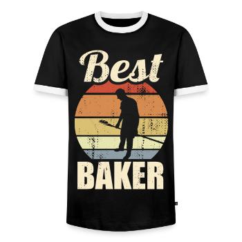 Funny Baker - Men's Ringer Shirt - black/white - Front - AI Model Female 172 light (172cm) & AI Model Male 178 light (178cm)