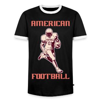 American football - Men's Ringer Shirt - black/white - Front - AI Model Female 172 light (172cm) & AI Model Male 178 light (178cm)