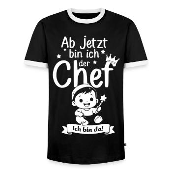 Ab jetzt bin ich der Chef - Männer Kontrast-T-Shirt - Schwarz/Weiß - Vorne - AI Model Female 172 light (172cm) & AI Model Male 178 light (178cm)
