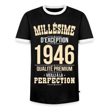 1946 – Millésime d’exception – Qualité premium - T-shirt contrasté Homme - noir/blanc - Devant - AI Model Female 172 light (172cm) & AI Model Male 178 light (178cm)