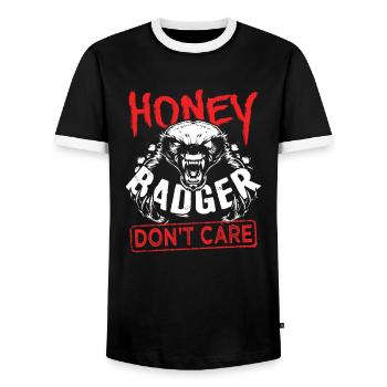 Honey Badger Don't Care - Men's Ringer Shirt - black/white - Front - AI Model Female 172 light (172cm) & AI Model Male 178 light (178cm)