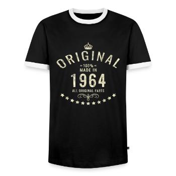 Vintage original utilisé RETRO en 1964 poison Bday - T-shirt contrasté Homme - noir/blanc - Devant - AI Model Female 172 light (172cm) & AI Model Male 178 light (178cm)