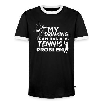 Funny tennis design - tennis player gift - Men's Ringer Shirt - black/white - Front - AI Model Female 172 light (172cm) & AI Model Male 178 light (178cm)