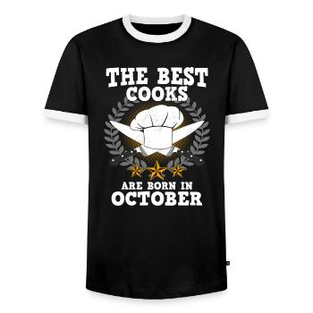 Les meilleurs cuisiniers sont nés en Octobre - T-shirt contrasté Homme - noir/blanc - Devant - AI Model Female 172 light (172cm) & AI Model Male 178 light (178cm)