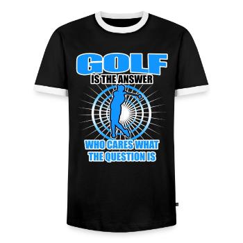 Golf Geschenk - Männer Kontrast-T-Shirt - Schwarz/Weiß - Vorne - AI Model Female 172 light (172cm) & AI Model Male 178 light (178cm)