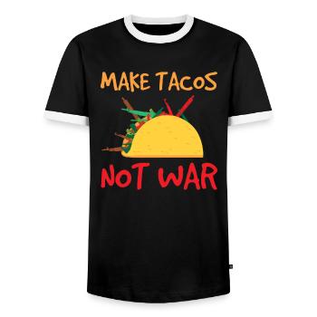 make tacos 01Tacos Rifle Peace War Statement - Men's Ringer Shirt - black/white - Front - AI Model Female 172 light (172cm) & AI Model Male 178 light (178cm)