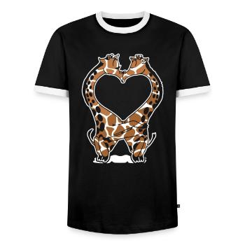 Giraffen-Liebes-Hemd - Männer Kontrast-T-Shirt - Schwarz/Weiß - Vorne - AI Model Female 172 light (172cm) & AI Model Male 178 light (178cm)