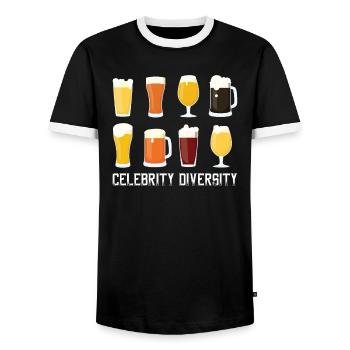 Celebrity Diversity - Craft Beer Design - Men's Ringer Shirt - black/white - Front - AI Model Female 172 light (172cm) & AI Model Male 178 light (178cm)