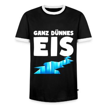 Ganz dünnes Eis Humor Sehr dünnes Eis - Männer Kontrast-T-Shirt - Schwarz/Weiß - Vorne - AI Model Female 172 light (172cm) & AI Model Male 178 light (178cm)