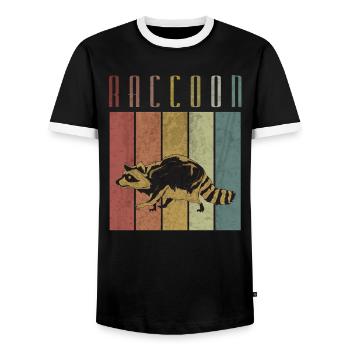 racoon - Men's Ringer Shirt - black/white - Front - AI Model Female 172 light (172cm) & AI Model Male 178 light (178cm)
