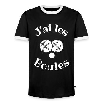 J'ai les boules citation pétanque humour petanque - T-shirt contrasté Homme - noir/blanc - Devant - AI Model Female 172 light (172cm) & AI Model Male 178 light (178cm)