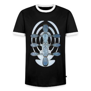Résumé n° 65 - T-shirt contrasté Homme - noir/blanc - Devant - AI Model Female 172 light (172cm) & AI Model Male 178 light (178cm)