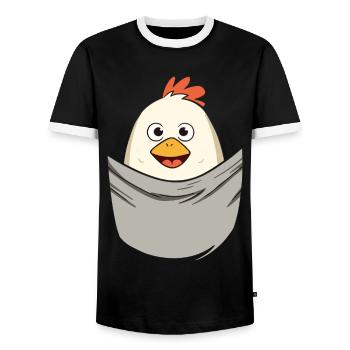 Chicken In Pocket - Men's Ringer Shirt - black/white - Front - AI Model Female 172 light (172cm) & AI Model Male 178 light (178cm)