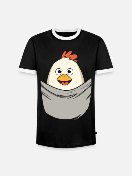 Chicken In Pocket - Männer Kontrast-T-Shirt - Schwarz/Weiß