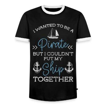 Sailing Ocean Cruise - Men's Ringer Shirt - black/white - Front - AI Model Female 172 light (172cm) & AI Model Male 178 light (178cm)