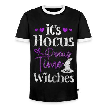Hexerei Besen Zauberspruch Wicca - Männer Kontrast-T-Shirt - Schwarz/Weiß - Vorne - AI Model Female 172 light (172cm) & AI Model Male 178 light (178cm)