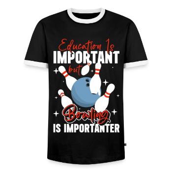 Bowler Bowling Alley - Men's Ringer Shirt - black/white - Front - AI Model Female 172 light (172cm) & AI Model Male 178 light (178cm)