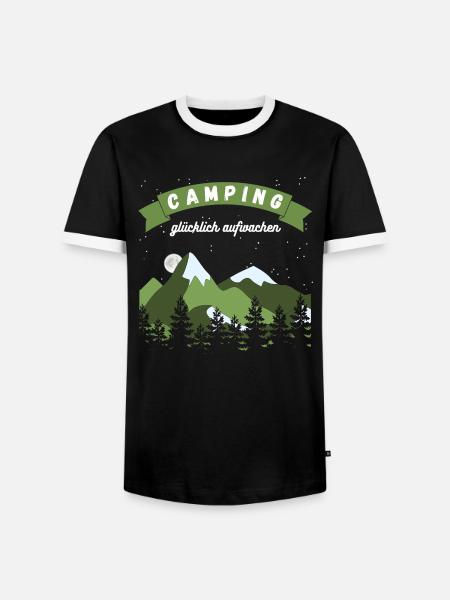 Camping glücklich aufwachen - Design - Männer Kontrast-T-Shirt - Schwarz/Weiß