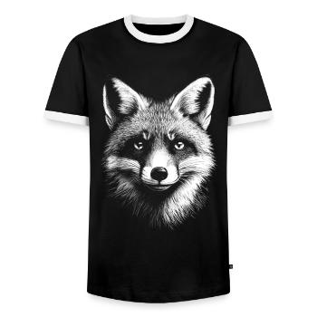 Fox Portrait Wild Animal Forest Animal Foxes Animals - Men's Ringer Shirt - black/white - Front - AI Model Female 172 light (172cm) & AI Model Male 178 light (178cm)
