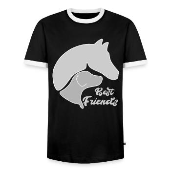 Hund und Pferd zusammen auf einem Design - Männer Kontrast-T-Shirt - Schwarz/Weiß - Vorne - AI Model Female 172 light (172cm) & AI Model Male 178 light (178cm)