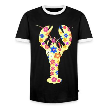 Lobster with flowers - Men's Ringer Shirt - black/white - Front - AI Model Female 172 light (172cm) & AI Model Male 178 light (178cm)