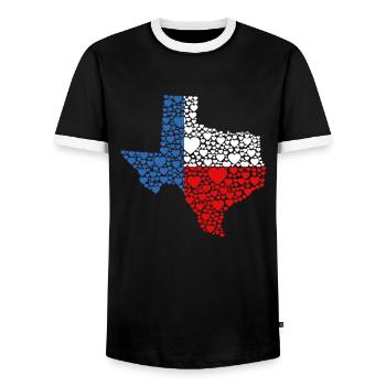 Texas Heart - Männer Kontrast-T-Shirt - Schwarz/Weiß - Vorne - AI Model Female 172 light (172cm) & AI Model Male 178 light (178cm)