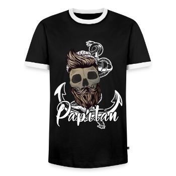 Papitän Moin Digga Hamburg Seemann Segler Anker - Männer Kontrast-T-Shirt - Schwarz/Weiß - Vorne - AI Model Female 172 light (172cm) & AI Model Male 178 light (178cm)