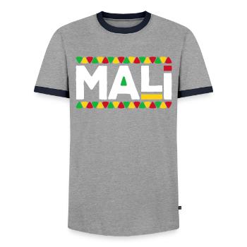 Malien Drapeau Mali - T-shirt contrasté Homme - gris/marine  - Devant - AI Model Female 172 light (172cm) & AI Model Male 178 light (178cm)
