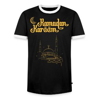 Ramadan Kareem Golden Mosque - Men's Ringer Shirt - black/white - Front - AI Model Female 172 light (172cm) & AI Model Male 178 light (178cm)