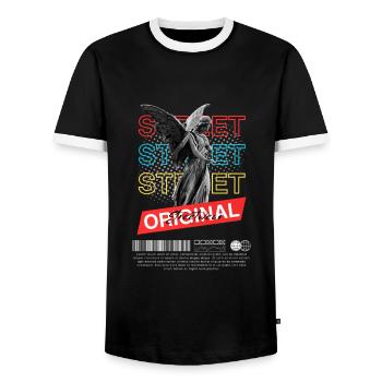 Angel Street Original Streetwear - T-shirt contrasté Homme - noir/blanc - Devant - AI Model Female 172 light (172cm) & AI Model Male 178 light (178cm)