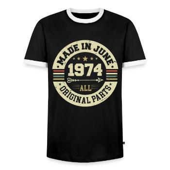 Juni 1974 Geburtstagsgeschenk Juni 1974 Juni 1974 - Männer Kontrast-T-Shirt - Schwarz/Weiß - Vorne - AI Model Female 172 light (172cm) & AI Model Male 178 light (178cm)