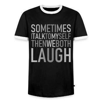 Laugh Grafik - Männer Kontrast-T-Shirt - Schwarz/Weiß - Vorne - AI Model Female 172 light (172cm) & AI Model Male 178 light (178cm)