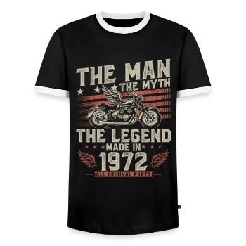 1972 Vintage Homme Mythe Légende Moto - T-shirt contrasté Homme - noir/blanc - Devant - AI Model Female 172 light (172cm) & AI Model Male 178 light (178cm)