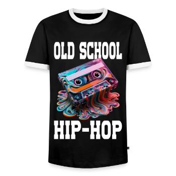 Old School Hip Hop Retro Melting Cassette - T-shirt contrasté Homme - noir/blanc - Devant - AI Model Female 172 light (172cm) & AI Model Male 178 light (178cm)