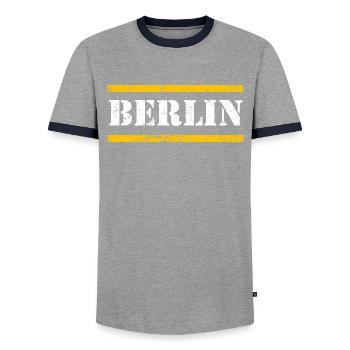 Berlin - T-shirt contrasté Homme - gris/marine  - Devant - AI Model Female 172 light (172cm) & AI Model Male 178 light (178cm)