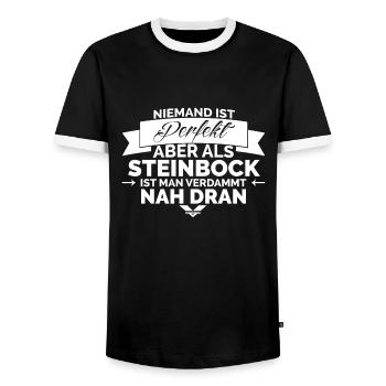 STERNZEICHEN STEINBOCK - Männer Kontrast-T-Shirt - Schwarz/Weiß - Vorne - AI Model Female 172 light (172cm) & AI Model Male 178 light (178cm)