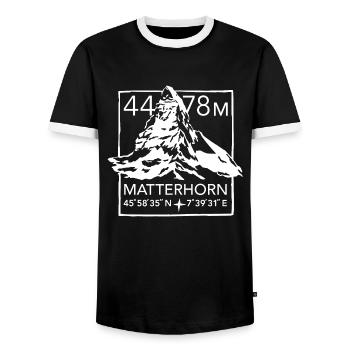 Randonnée souvenir Matterhorn Zermatt - T-shirt contrasté Homme - noir/blanc - Devant - AI Model Female 172 light (172cm) & AI Model Male 178 light (178cm)