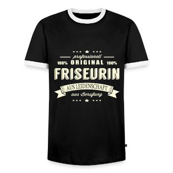 Friseurin aus Leidenschaft - Männer Kontrast-T-Shirt - Schwarz/Weiß - Vorne - AI Model Female 172 light (172cm) & AI Model Male 178 light (178cm)