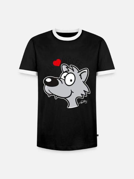 Ich liebe Wölfe - Männer Kontrast-T-Shirt - Schwarz/Weiß