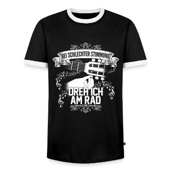 Gitarre - schlecht Stimmung - Männer Kontrast-T-Shirt - Schwarz/Weiß - Vorne - AI Model Female 172 light (172cm) & AI Model Male 178 light (178cm)