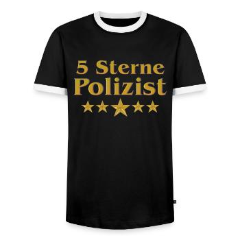 Goldene Serie - 5 Sterne Polizist - Männer Kontrast-T-Shirt - Schwarz/Weiß - Vorne - AI Model Female 172 light (172cm) & AI Model Male 178 light (178cm)