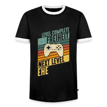 Lustiger Junggesellenabschied JGA Gamer Spruch - Männer Kontrast-T-Shirt - Schwarz/Weiß - Vorne - AI Model Female 172 light (172cm) & AI Model Male 178 light (178cm)