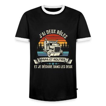 T-shirt Routier, cadeau humour pour les chauffeurs - T-shirt contrasté Homme - noir/blanc - Devant - AI Model Female 172 light (172cm) & AI Model Male 178 light (178cm)