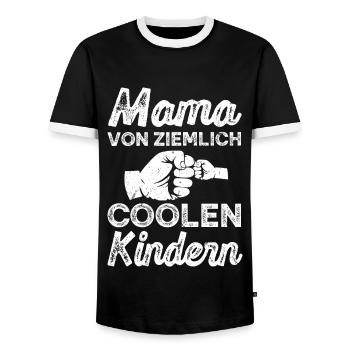 Mama von ziemlich Coolen Kindern Spruch - Männer Kontrast-T-Shirt - Schwarz/Weiß - Vorne - AI Model Female 172 light (172cm) & AI Model Male 178 light (178cm)