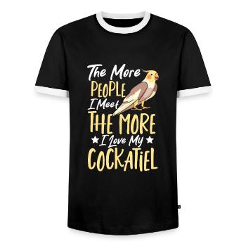 Amoureuse des perroquets, maman calopsitte - T-shirt contrasté Homme - noir/blanc - Devant - AI Model Female 172 light (172cm) & AI Model Male 178 light (178cm)