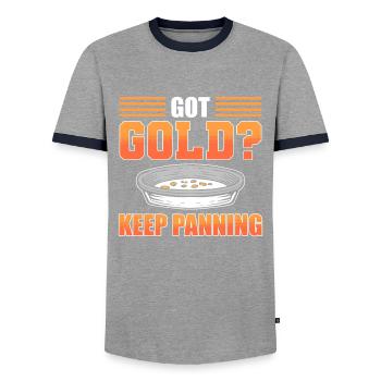 Metalldetektor Gold Panner Gold Digger Kostüm - Männer Kontrast-T-Shirt - Grau/Navy  - Vorne - AI Model Female 172 light (172cm) & AI Model Male 178 light (178cm)
