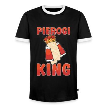Le roi Pierogi - T-shirt contrasté Homme - noir/blanc - Devant - AI Model Female 172 light (172cm) & AI Model Male 178 light (178cm)