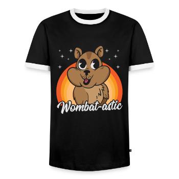 Wombat-astic Wombat-Fanartikel mit australischen - Männer Kontrast-T-Shirt - Schwarz/Weiß - Vorne - AI Model Female 172 light (172cm) & AI Model Male 178 light (178cm)