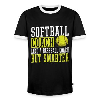 Softball coach Like a baseball coach, but - Men's Ringer Shirt - black/white - Front - AI Model Female 172 light (172cm) & AI Model Male 178 light (178cm)