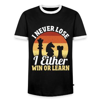 Ich verliere nie Ich gewinne oder lerne - Männer Kontrast-T-Shirt - Schwarz/Weiß - Vorne - AI Model Female 172 light (172cm) & AI Model Male 178 light (178cm)